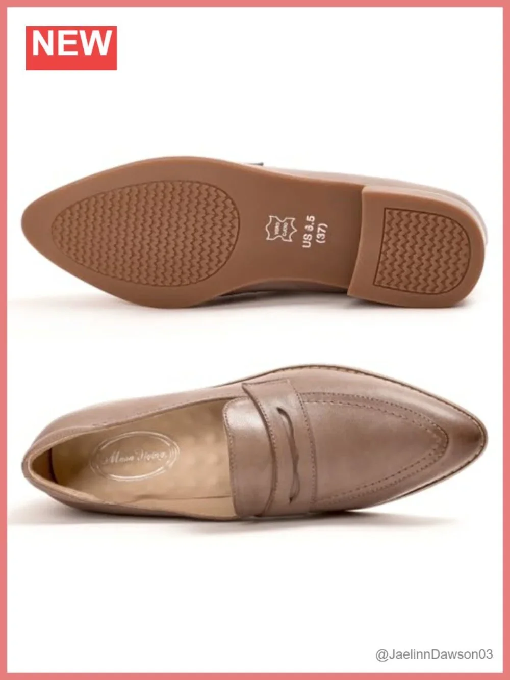 Women's Sheepskin Leather Pointed Toe Penny Loafers Slip On Office Flats